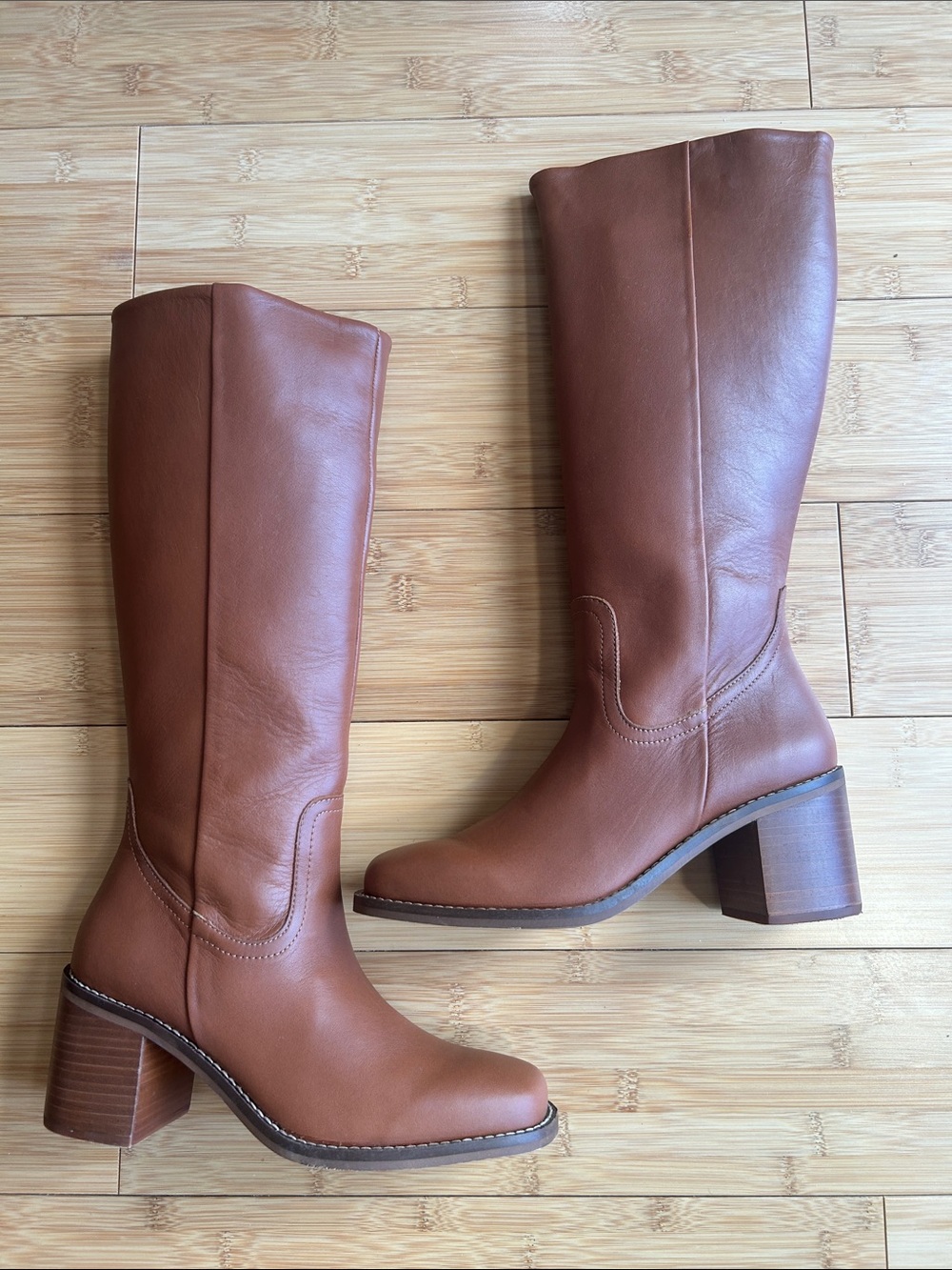 Portland Leather Patina Women's Tall Knee-High Leather Block Heel Oslo Boots